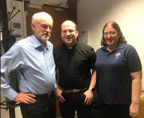 Rev Matt Lunn and Helen Lunn meet Jeremy Corbyn (via Twitter @matt_lunn)