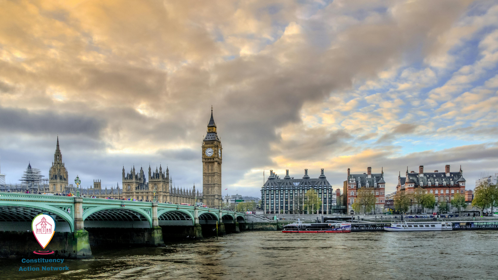 Palaces of Westminster from across the Thames. Sunset/ sunrise view.