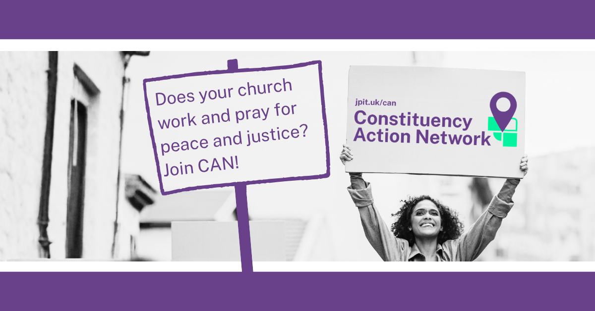 CAN Banner: Does your church work and pray for peace and justice? Join CAN.