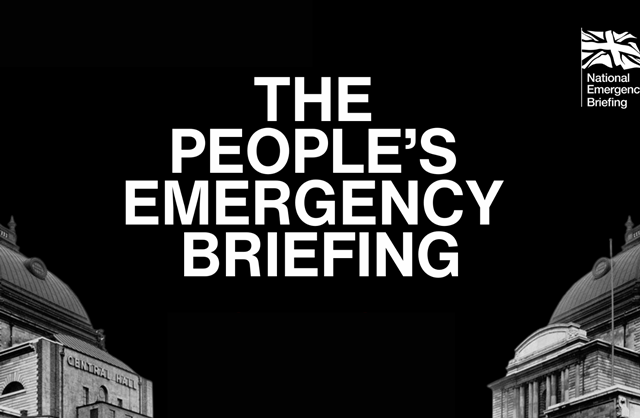 Text reads 'THE PEOPLE'S EMERGENCY BRIEFING'